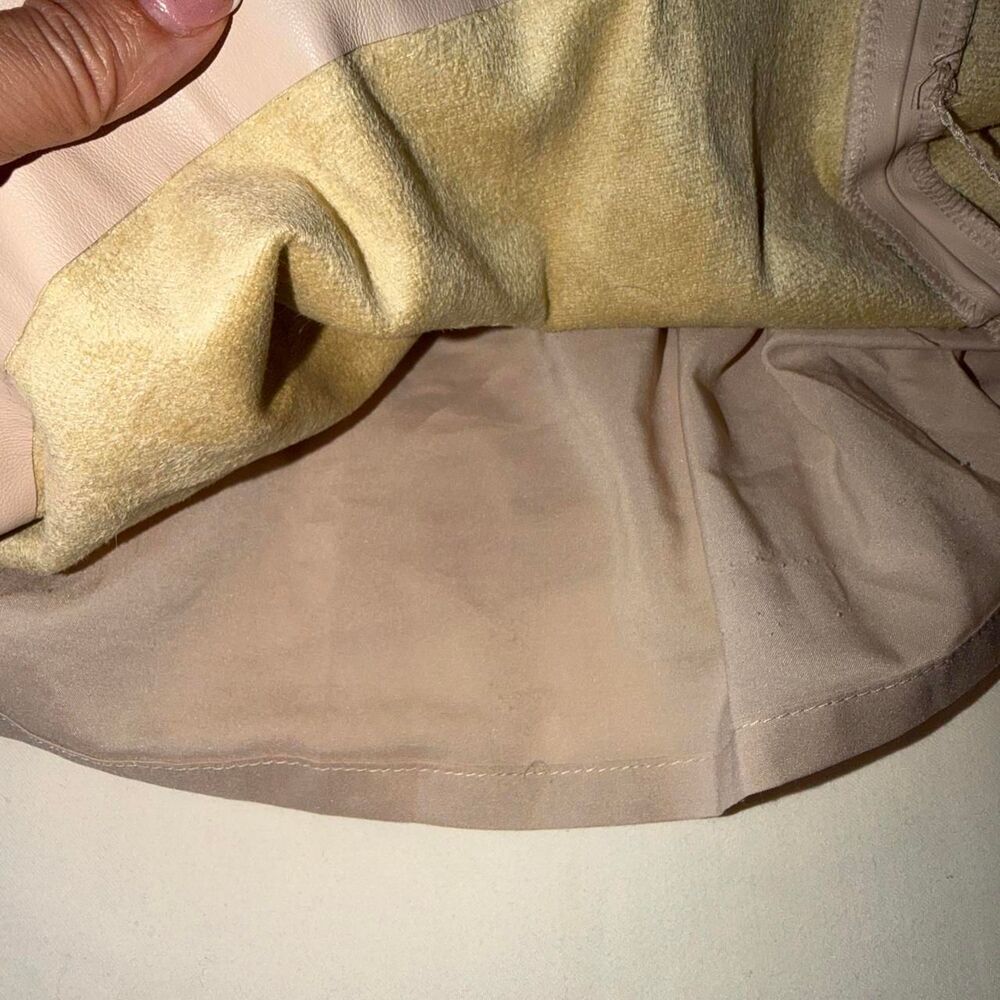 Express Vegan Leather Beige Mini Skirt - Picture 4 of 4